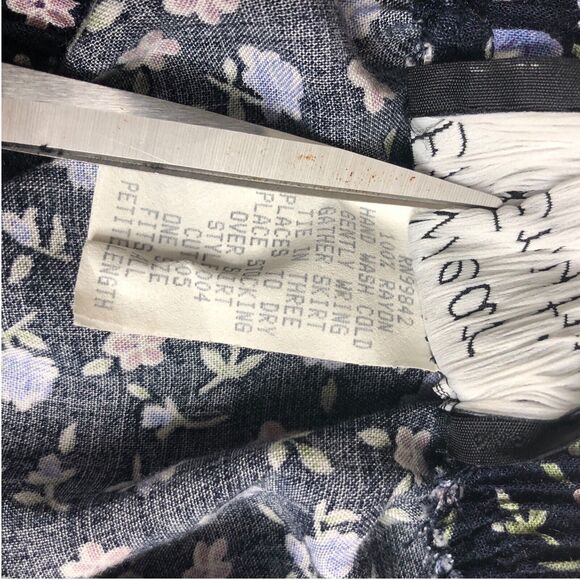 Vintage Enywear Enytime Skirt OS Petite Blue Floral Tiered Midi Cottagecore Boho - Picture 8 of 14